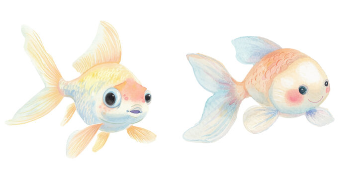cute goldfish watercolor vector illustration