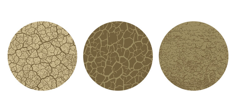 Drought, dry ground textures set