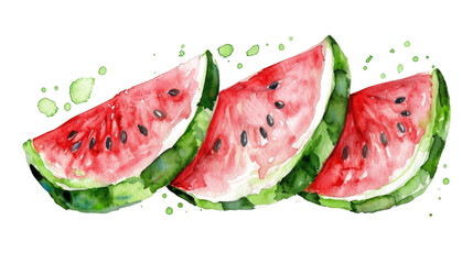 red watermelon in watercolor drawing isolated on white or transparent png