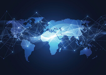 Global network connection. World map point and line composition concept of global business. Vector Illustration