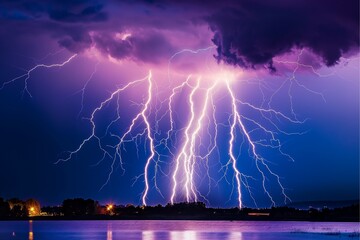 a powerful, wonderful scene of thunder and lightning  generative ai