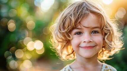 Fototapeta premium healthy happy funny smiling face young adorable lovely child kid joyful portrait 