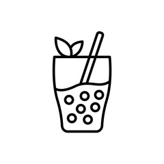 Bubble tea outline icons, minimalist vector illustration ,simple transparent graphic element .Isolated on white background