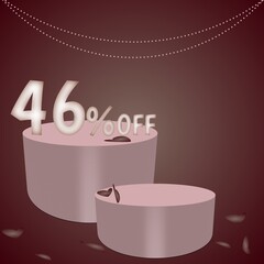 Discount Shopping Poster or banner with discount icon and text on transparent, brown and pink color matching ,Space for your text and products,for social media and website,Special Offer campaign.