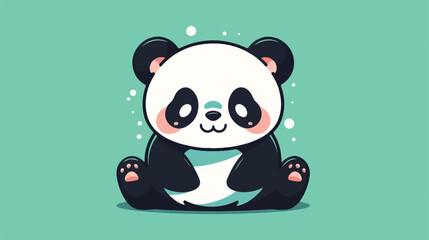 Cute panda bear logo icon 2d flat cartoon vactor il