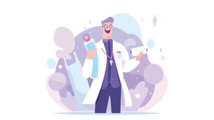 Dental character logo. doctor with toothpaste. 2d f