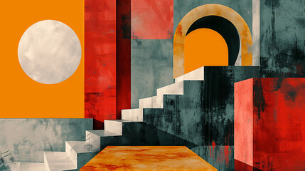 A creative composition where abstract forms meet modern typography, creating a striking contrast and visual harmony