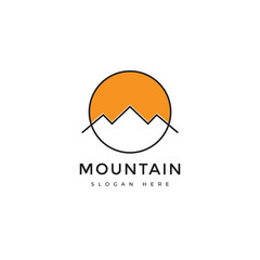 mountain outdoor adventure logo design graphic vector
