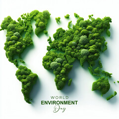World Environment Day, vector design. World Environment Day poster, Happy Environment Day, 
3d World map. 5th June. Environment Day, poster, post, card, world environment, and. Earth Day, with green 