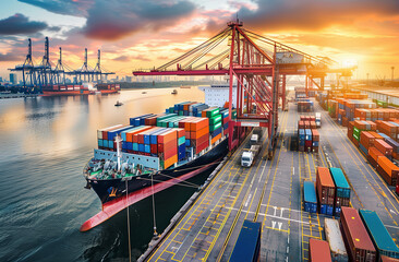 Naklejka premium ships, shipping, shipyards, exports, ships, seas, trade, containers