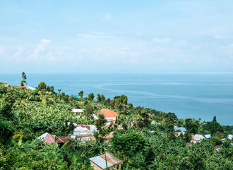 View of Gisenyi town at Lake Kivu in Rwanda