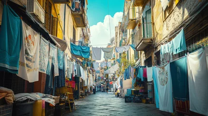 Kissenbezug Laundry day in Naples, Italy. © Janis Smits