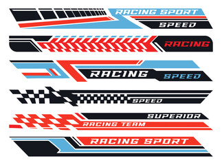 Racing sport set logotypes colorful - obrazy, fototapety, plakaty