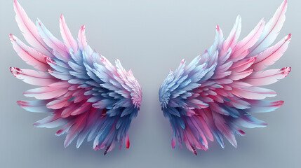 Beautiful realistic symmetrical angel wings, generative Ai - obrazy, fototapety, plakaty