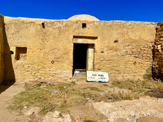 old house in the desert, old abandoned Berber village in Tunisia