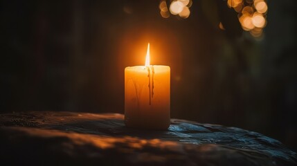 A candle flickering in the darkness, representing the hope that illuminates even the darkest of times.