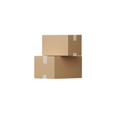 Obraz premium beige cardboard boxes with brown tape. on Transparent Background 3d render.png Ai generated 