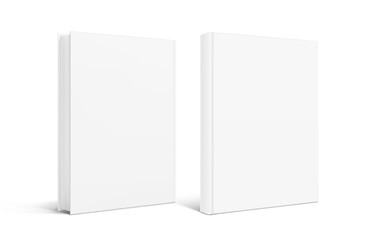 Blank hardcover book mockups. Vector illustration isolated on white background. It can be used for promo, catalogs, brochures, magazines, etc. Ready for your design. EPS10.