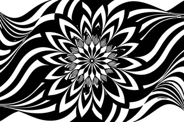 black and white background & abstract-geometric-colorful-digital-floral vector-illustration