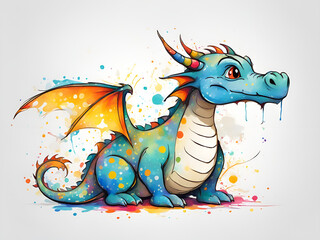 Colorful dragons, various expressions, cute dragon painting renderings, colorful illustration picture book images