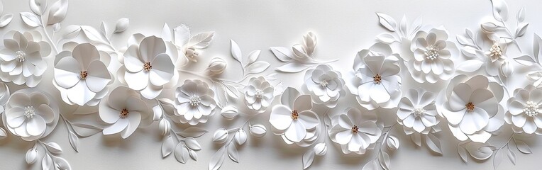 White Paper Flower Wall - Elegant Floral Background for Weddings and Greeting Card Templates