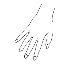 Vector isolated one simple woman hand with nails template colorless black and white contour line easy drawing