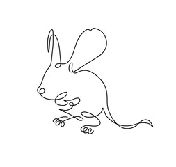 Vector isolated dune jerboa kangaroo mouse one single contemporary line art colorless black and white contour line easy drawing