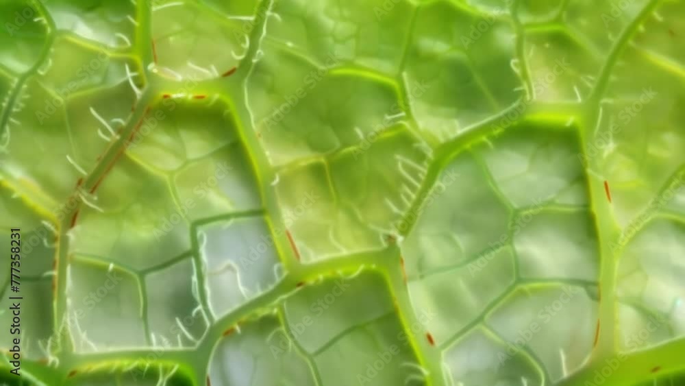 Poster a microscopic view of a wilted leaf with closed and sunken stomata demonstrating the role of stomata