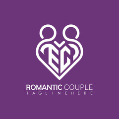 Couple love Heart symbol ALL letter logo icon design template. May be used in medical, dating, Valentines Day and wedding design.