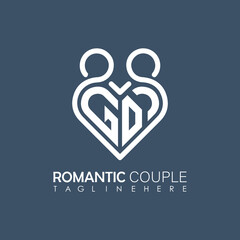 Couple love Heart symbol ALL letter logo icon design template. May be used in medical, dating, Valentines Day and wedding design.