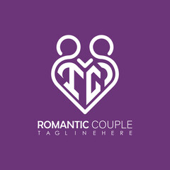 Couple love Heart symbol ALL letter logo icon design template. May be used in medical, dating, Valentines Day and wedding design.