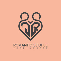 Couple love Heart symbol ALL letter logo icon design template. May be used in medical, dating, Valentines Day and wedding design.