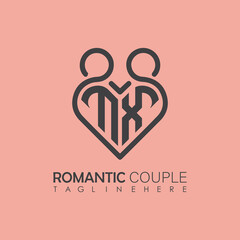 Couple love Heart symbol ALL letter logo icon design template. May be used in medical, dating, Valentines Day and wedding design.