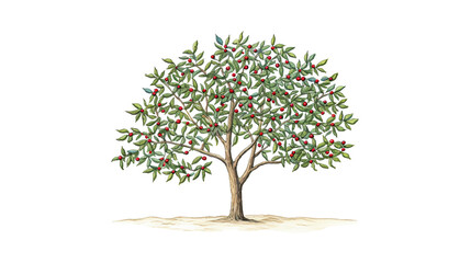 Holly Tree remove background tree, watercolor, isolated white background - obrazy, fototapety, plakaty