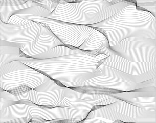 Black and white monochrome digital seamless pattern waves
