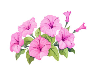 Petunia flowers remove background , flowers, watercolor, isolated white background