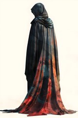 Naklejka premium Pastel Phantom Assassin s Cloak Watercolor Clipart with Rustic Charm and Muted Colors