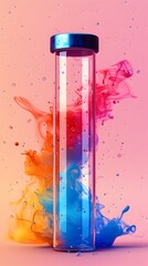 Radiant Molecular Profiling Test Tube in Vibrant Watercolor Hues Minimalist Concept with Cinematic Photographic Style and Hyper Detailed Realism
