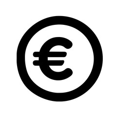 Obraz premium European currency Euro icon vector silhouette drawing Money, Coin symbol illustration on a Transparent Background