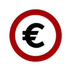 European currency Euro icon vector silhouette drawing Money, Coin symbol illustration on a Transparent Background