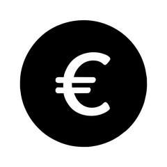 European currency Euro icon vector silhouette drawing Money, Coin symbol illustration on a Transparent Background