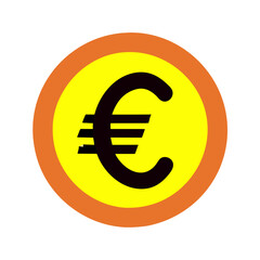 European currency Euro icon vector silhouette drawing Money, Coin symbol illustration on a Transparent Background
