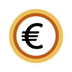 European currency Euro icon vector silhouette drawing Money, Coin symbol illustration on a Transparent Background