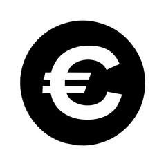 Obraz premium European currency Euro icon vector silhouette drawing Money, Coin symbol illustration on a Transparent Background