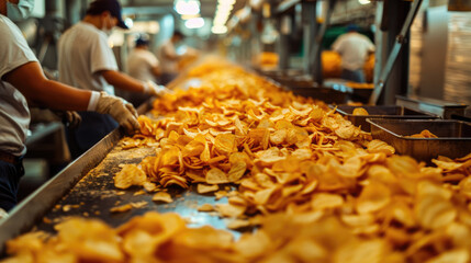 The production of chips at the factory.