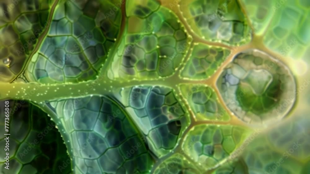 Poster a magnified view of a single stoma on a leaf showing its complex structure and the surrounding guard