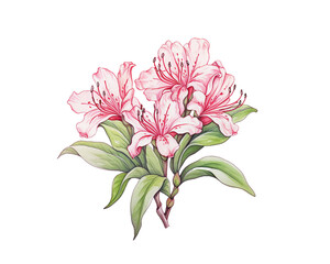 Rhododendron flowers remove background , flowers, watercolor, isolated white background