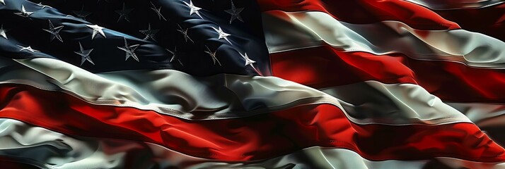 Teared down flag of USA for Memorial Day and 4 th of July celebration.  - obrazy, fototapety, plakaty