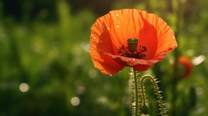 poppy flower - common poppy - Papaver rhoeas - obrazy, fototapety, plakaty