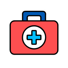 First aid kit icon vector silhouette drawing medical hospital doctor Patient cross safety symbol illustration on a Transparent Background